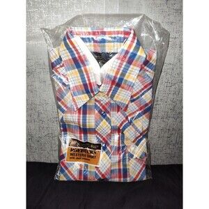 Sears Roebucks Western Wear Snap Button Short Sleeve Shirt Sz 15.5